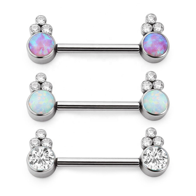 Λαμπρό Opal χρώμα χάλυβα δαχτυλιδιών 14G 1.6mm θηλών τιτανίου G23 πολύτιμων λίθων καθαρό