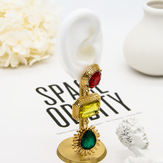 COem των γυναικών χρυσά σκουλαρίκια στεφανών σκουλαρικιών ζωηρόχρωμα πέτρινα χρυσά κοντόχοντρα