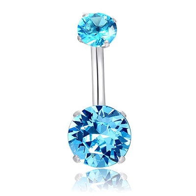 Διπλό μπλε Zircon πετρών 14G τιτανίου διαπεραστικό δαχτυλίδι ομφαλών κοσμήματος Opal